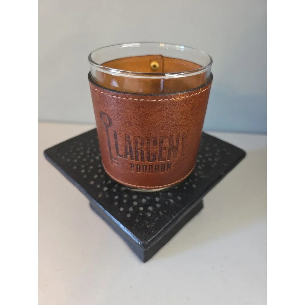 Clayton & Crume Leather Wrapped Rocks Glass w/ Larceny Bourbon Logo